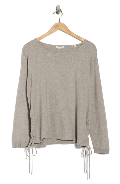 Cinching Side Tie Pullover Sweater (Plus)