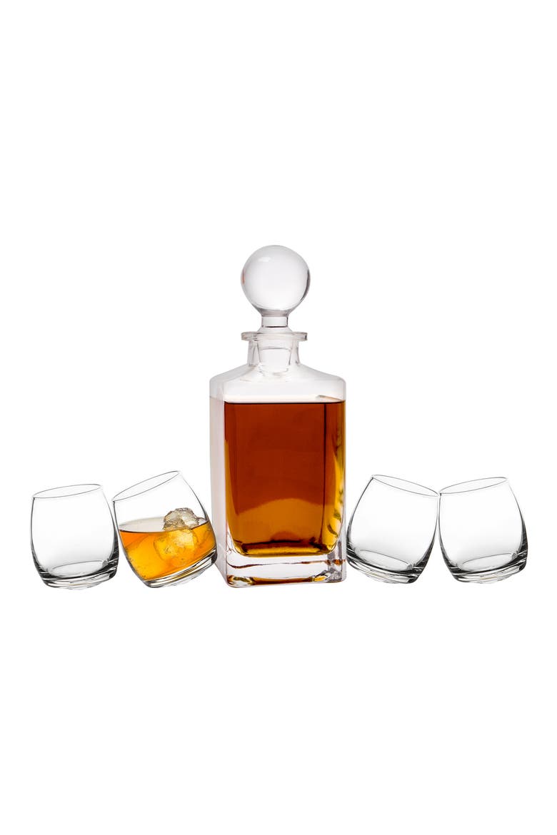 Tipsy Whiskey 5-Piece Decanter Set, Main, color, BLANK