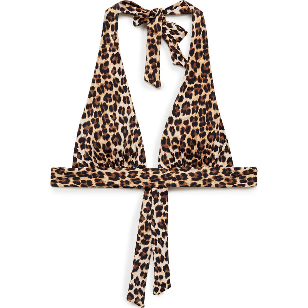 Mango Leopard Print Bikini Top In Animal Print