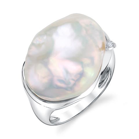 White Freshwater Baroque Pearl Isla Ring