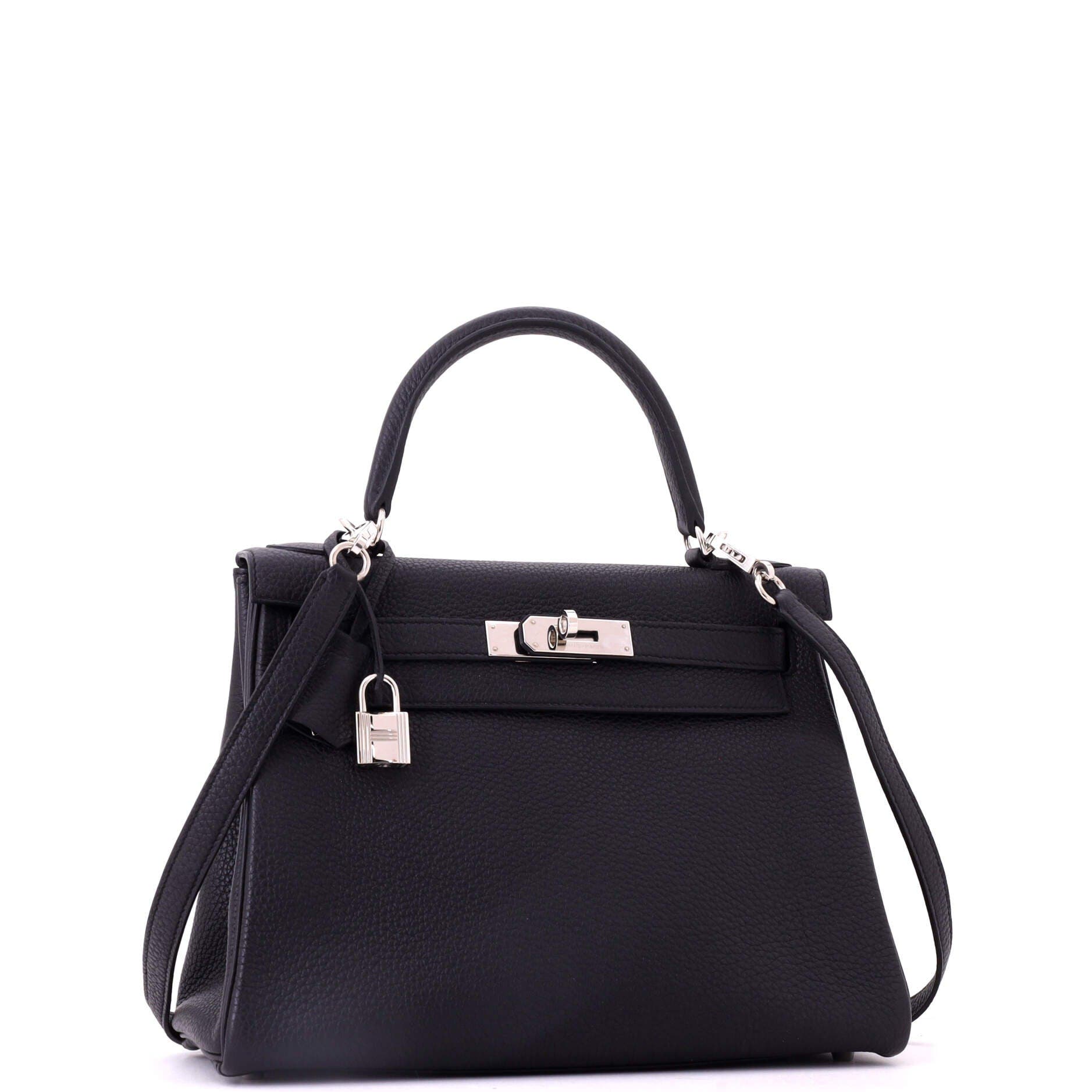 Pre-Owned Hermes Kelly Handbag Black Togo with Palladium Hardware 28, Alternate, color, Noir