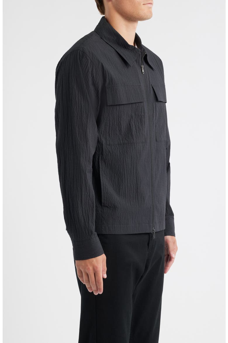 Alban 5721 Cotton Seersucker Zip-Up Shirt Jacket, Alternate, color, BLACK