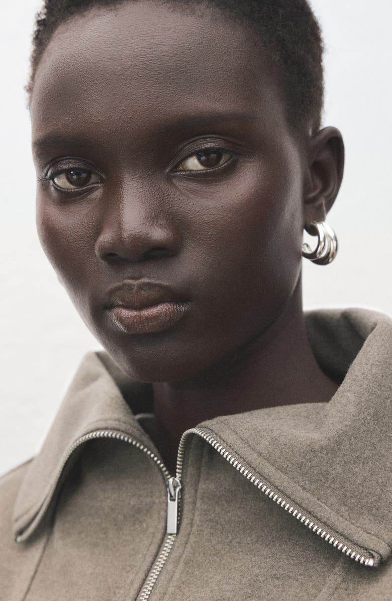 MANGO Half Zip Sweatshirt, Alternate, color, Medium Brown