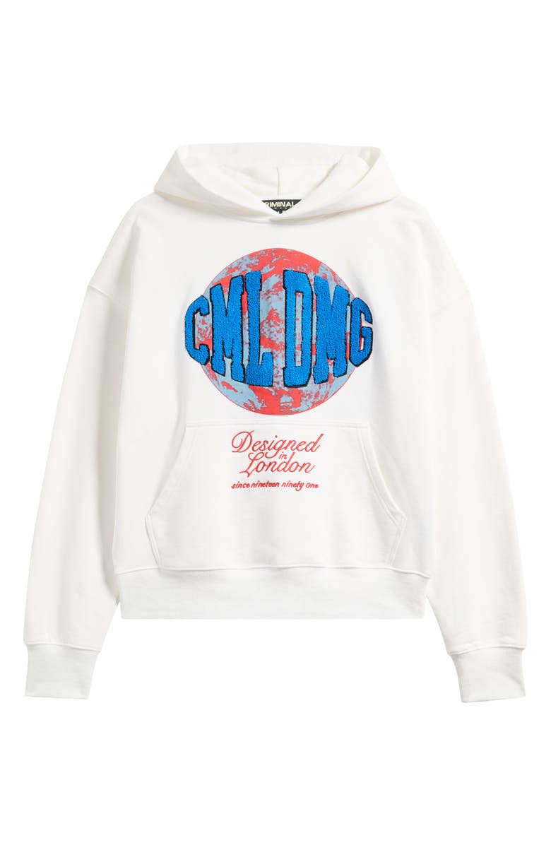 CRIMINAL DAMAGE Worldwide Cotton Graphic Hoodie, Alternate, color, Off White/Blue/Red