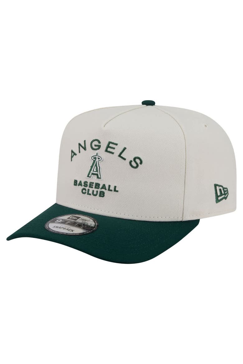 Men's New Era  Cream/Dark Green Los Angeles Angels Chrome A-Frame 9FIFTY Snapback Hat, Main, color, Cream