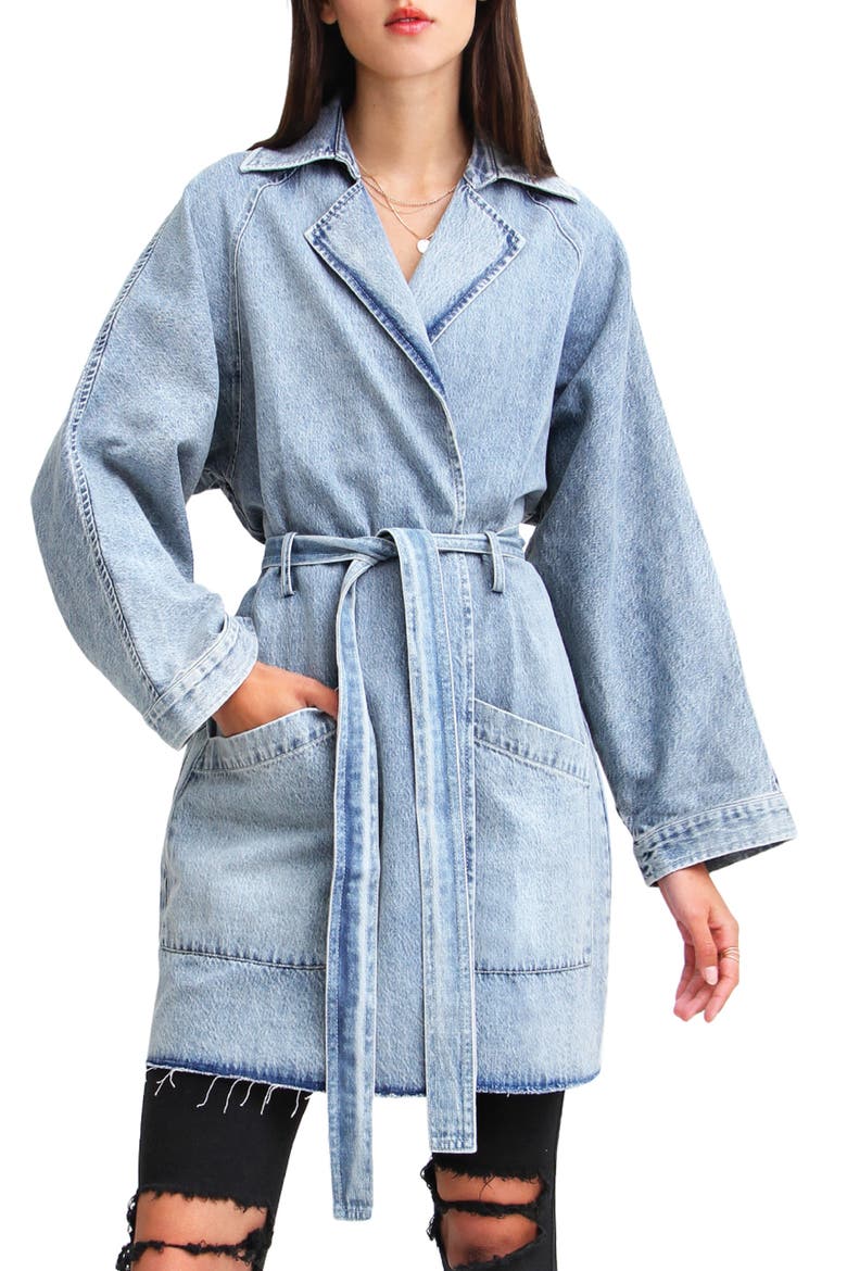 Relaxed Boyfriend Trench Denim Jacket, Alternate, color, INDIGO