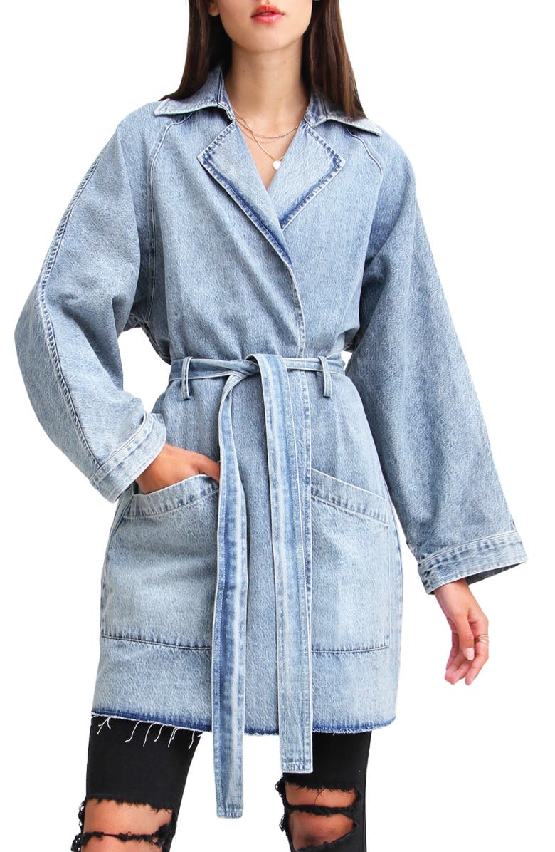 Belle & Bloom Relaxed Boyfriend Trench Denim Jacket, Alternate, color, Indigo