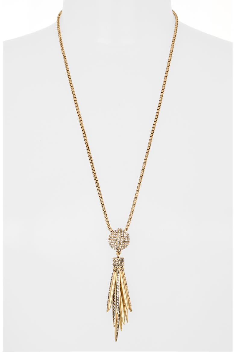 Crystal Orb & Spikes Pendant Necklace, Alternate, color, GOLD