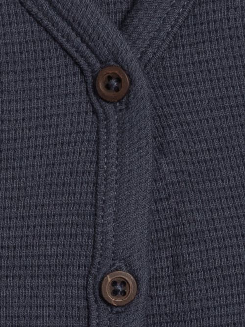 Kendi Wells Waffle Knit Button Cardigan In Blue