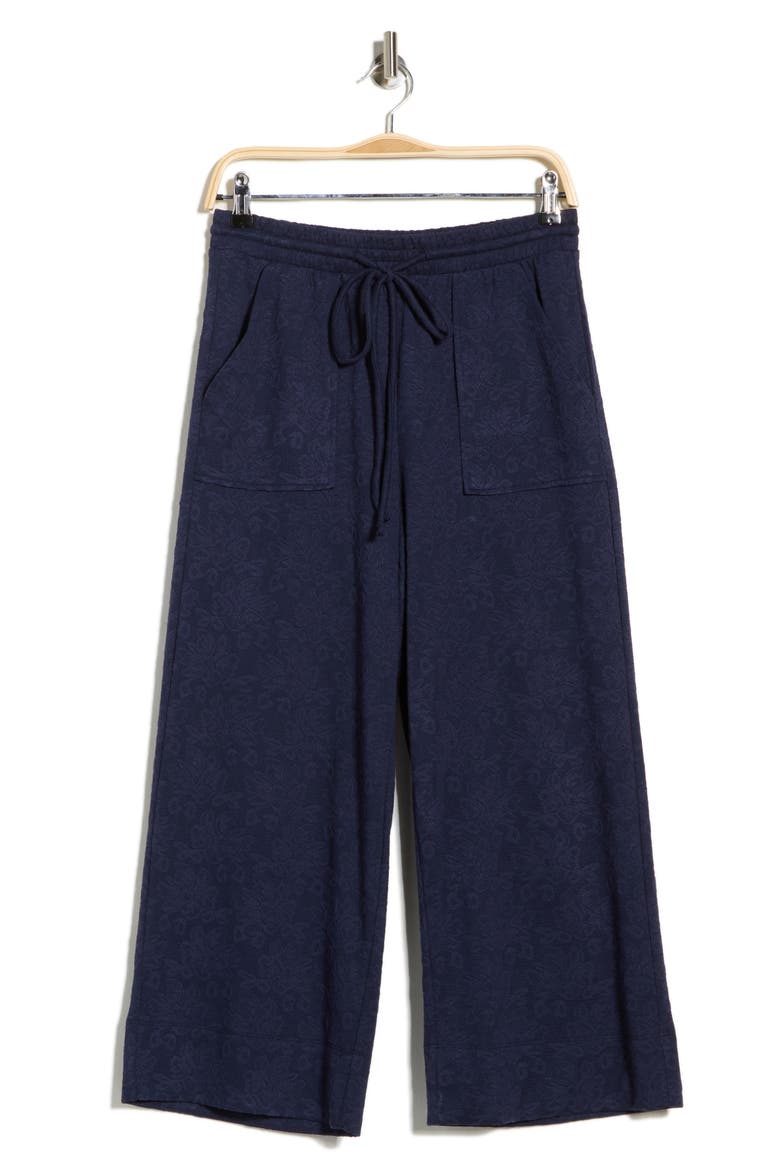 Jacquard Wide Leg Pants, Alternate, color, NAVY