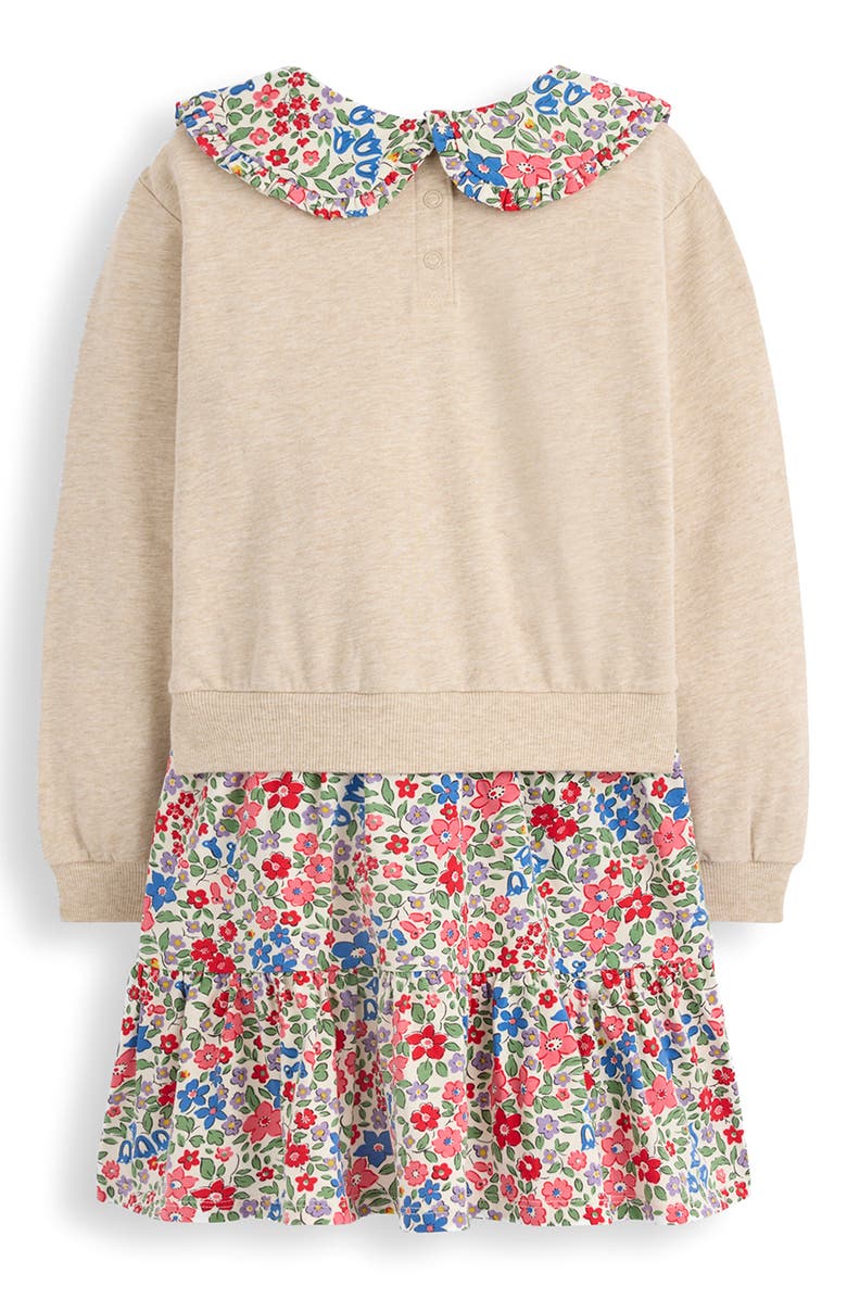 Mini Boden Kids' Two-in-One Floral Cotton Sweatshirt Dress, Alternate, color, 