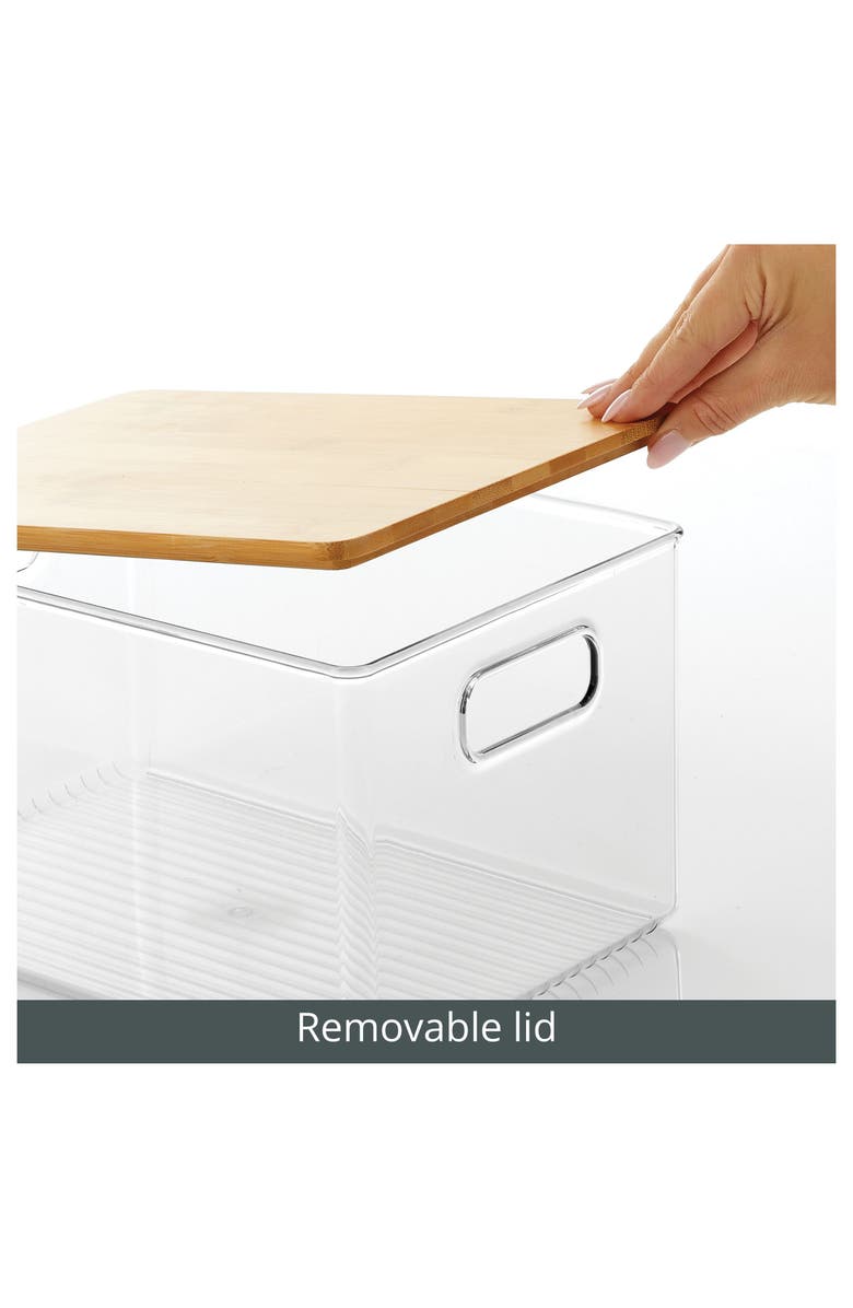 mDesign Plastic Kitchen Storage Box - Lid, Handles, 4 Pack, Clear/Natural, Alternate, color, Clear