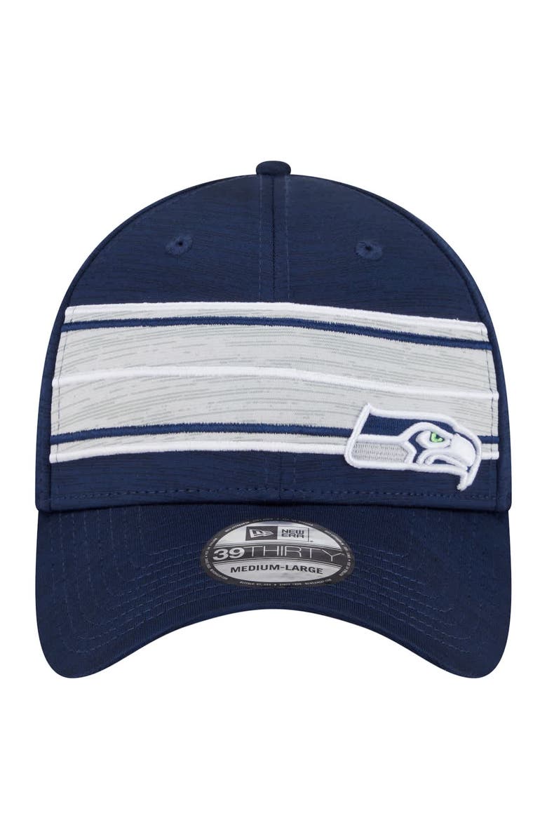 New Era Men's New Era College Navy Seattle Seahawks Stripes 39THIRTY Flex Hat, Alternate, color, College Navy