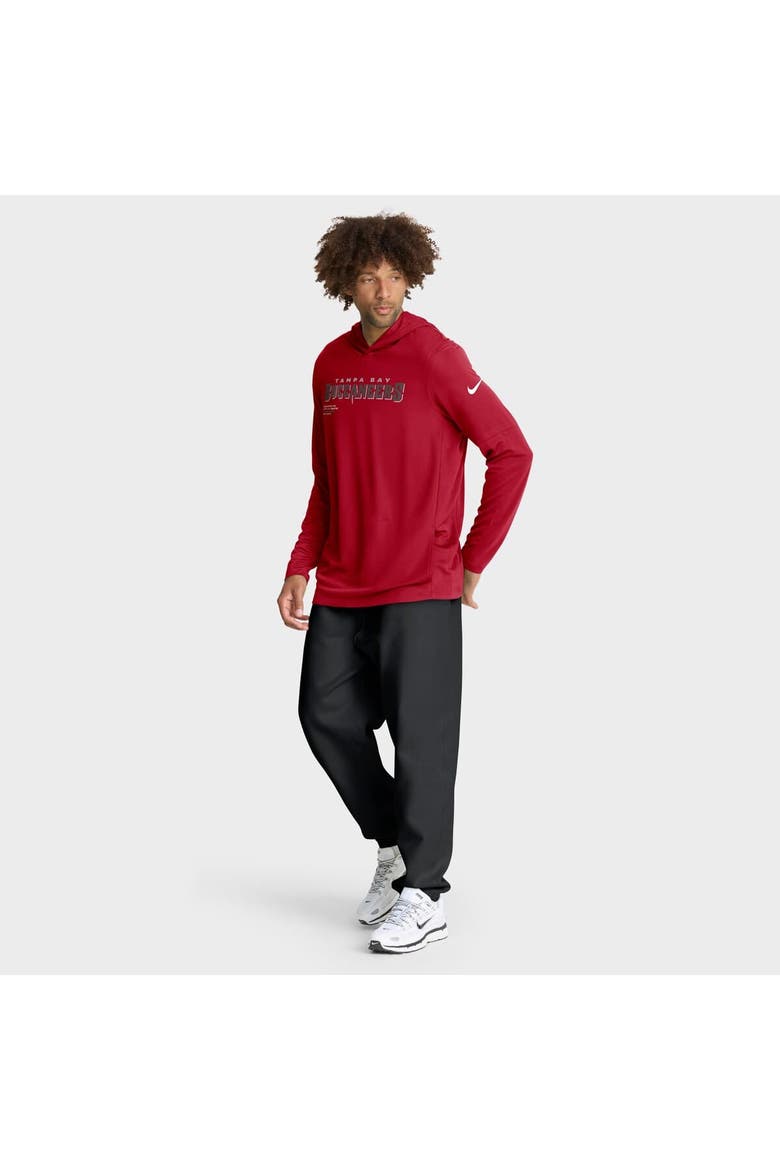 Men's Nike Red Tampa Bay Buccaneers Sideline Pure Fury Performance Long Sleeve Hoodie T-Shirt, Alternate, color, Red