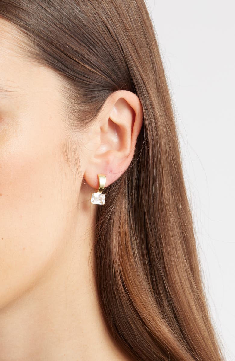 Nordstrom Cubic Zirconia Drop Huggie Earrings, Alternate, color,