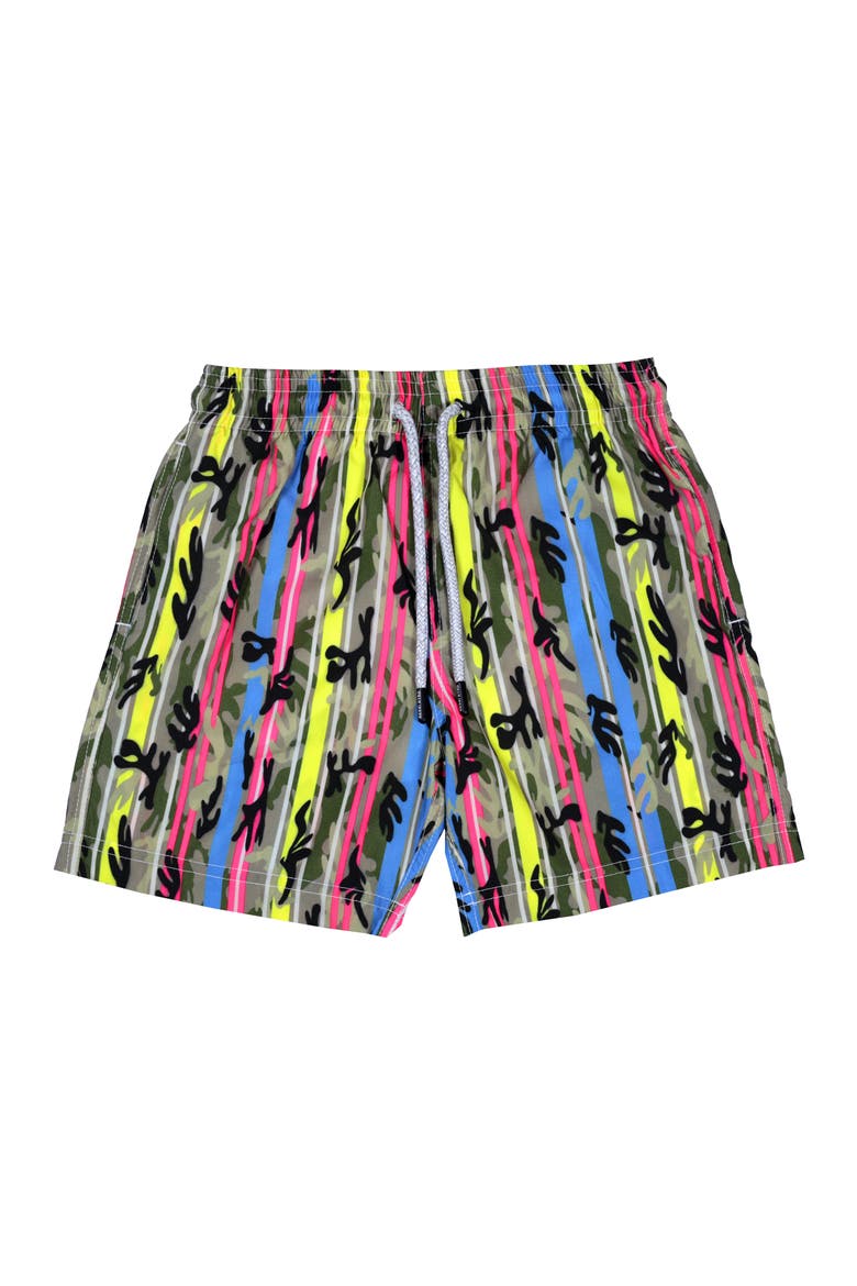 Kids' Colorful Stripe Quick-Dry Swim Trunks, Main, color, Multicolor