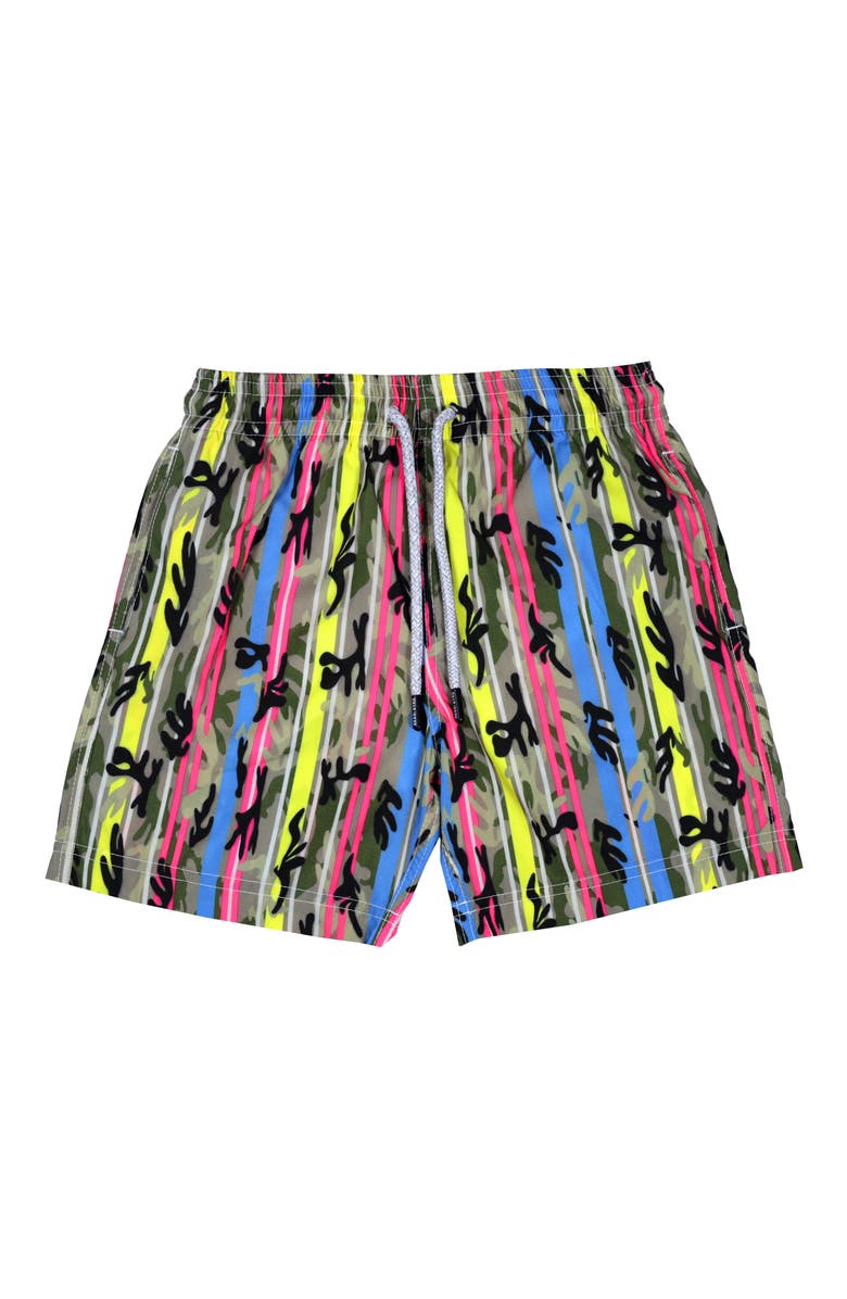 NESSI BYRD Kids' Colorful Stripe Quick-Dry Swim Trunks, Main, color, Multicolor