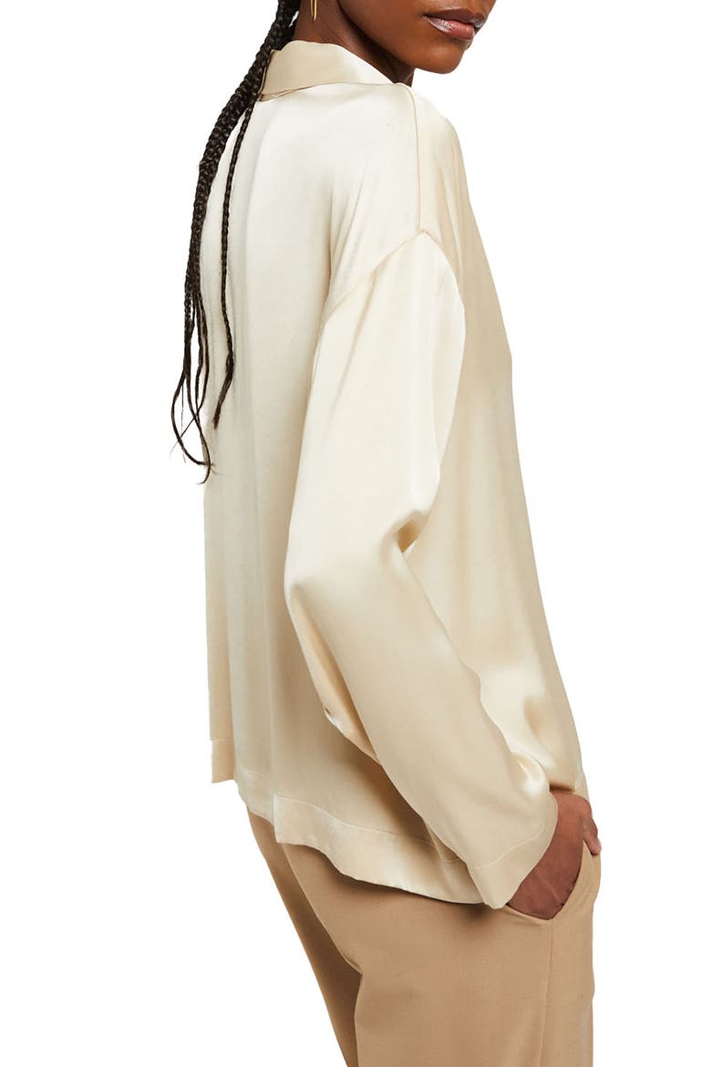Viscose Blouse With Tie, Alternate, color, Ecru