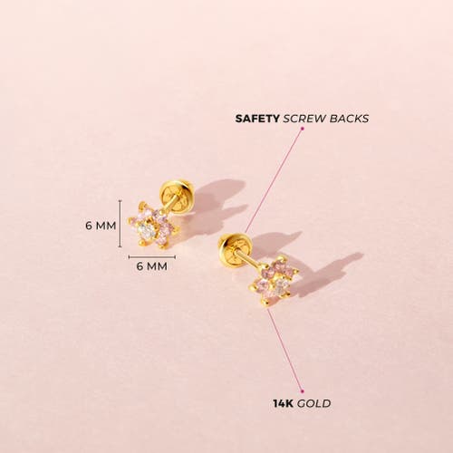 In Season Jewelry 14k Flower Cluster Earrings In Pink