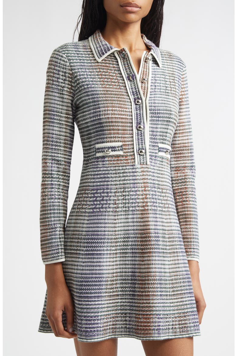 Lauper Tweed Knit Minidress, Alternate, color, DARK HUNTER GREEN MULTI