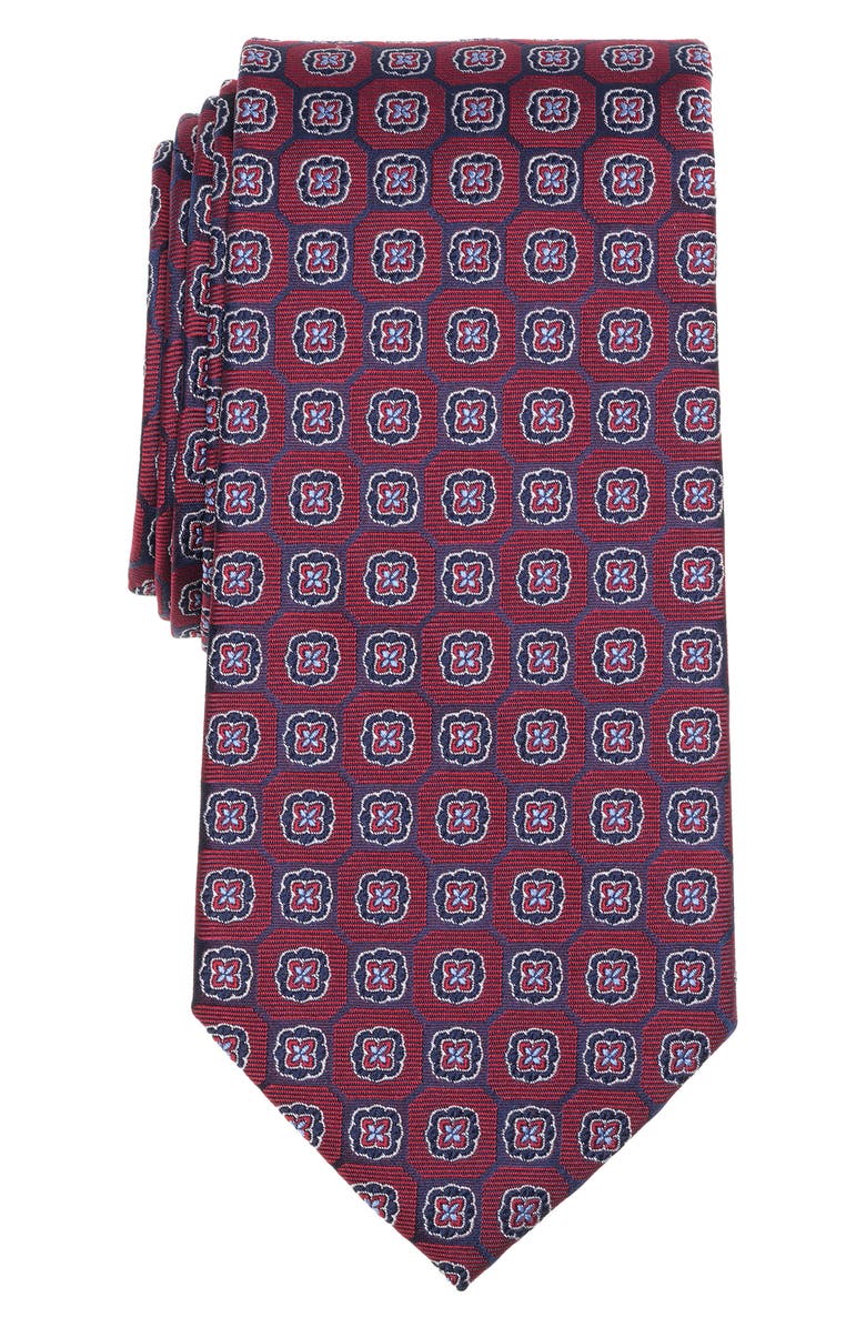Brooks Brothers Hex Floral Silk Blend Tie, Main, color, Dark Red