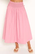Petal & Pup Orielle Smocked Waist Cotton Midi Skirt