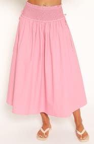 Petal & Pup Orielle Smocked Waist Cotton Midi Skirt