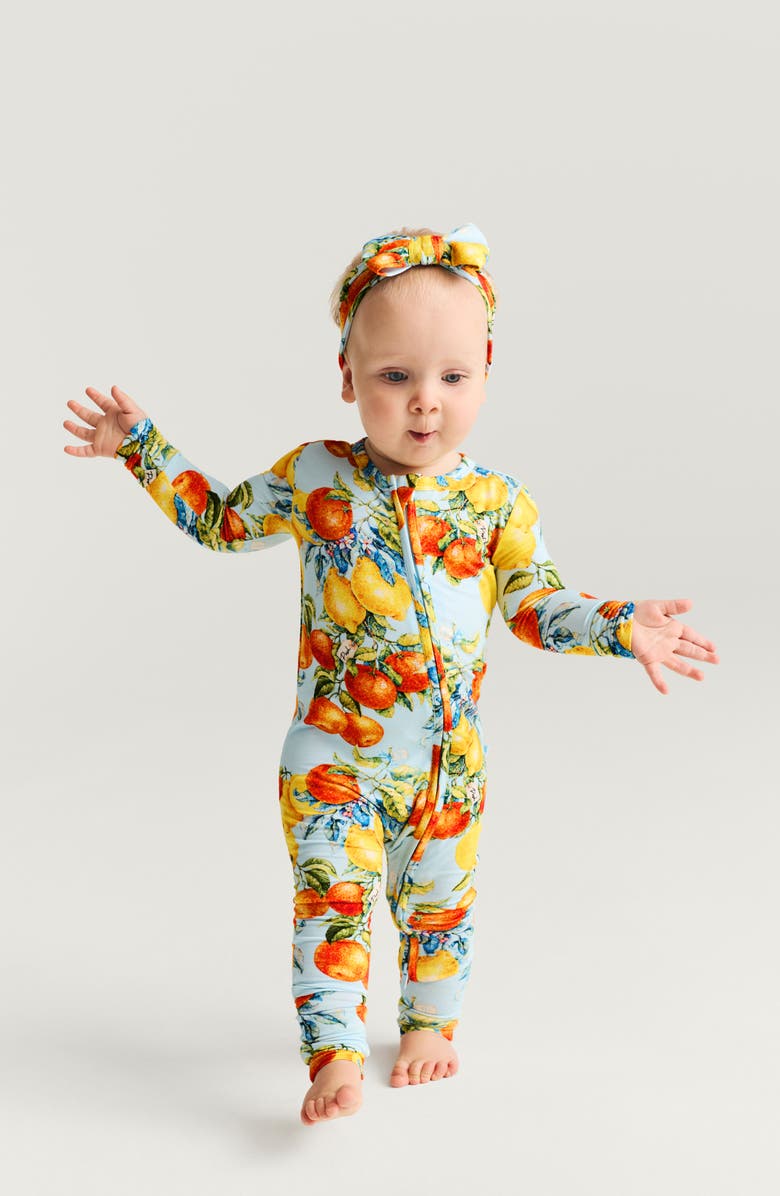Posh Peanut Print Convertible One-Piece Footie, Alternate, color, Blue