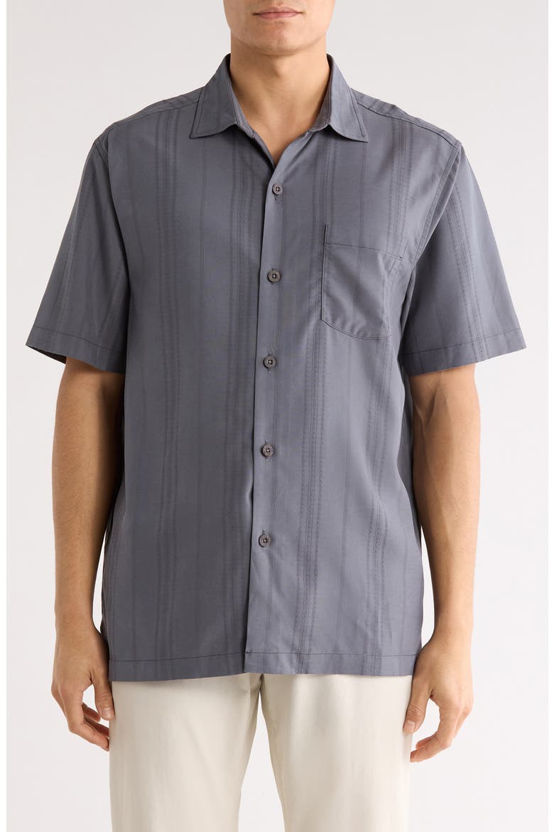 Coastal Cool Corso Vines Camp Shirt, Main, color, FOG GREY