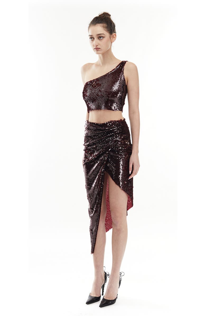 Mother of All Sharon Sequins Skirt, Alternate, color, Burgundy
