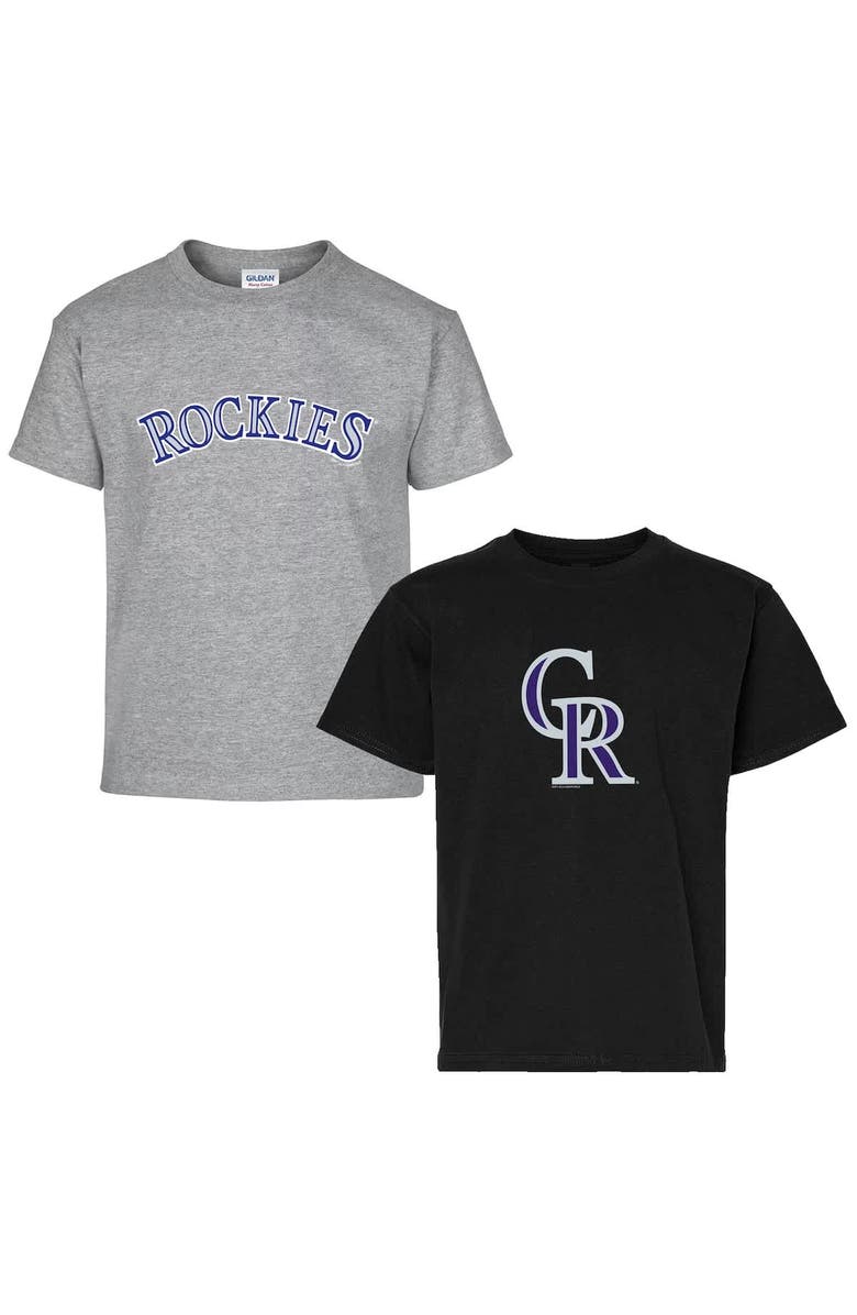 SOFT AS A GRAPE Youth Soft as a Grape  Black/Gray Colorado Rockies Two-Pack T-Shirt Set, Main, color, 