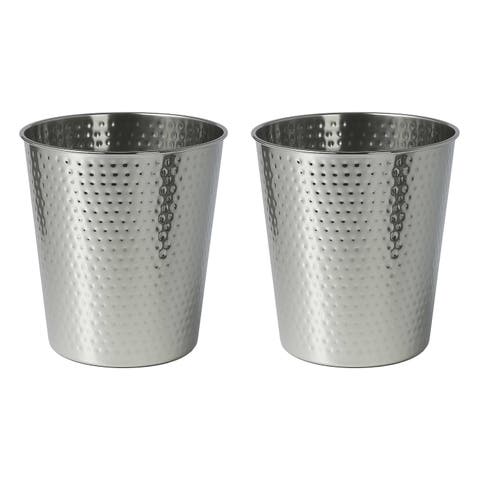 Axel Modern Minimalist Hammered Steel 2 Gal Waste Bin (Set of 2)
