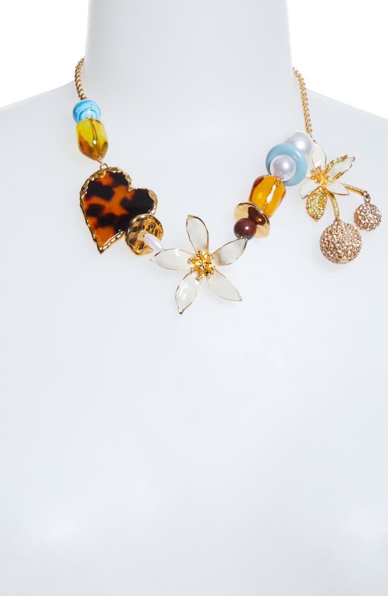 Oscar de la Renta Orange Blossom Charm Necklace, Alternate, color, Multi