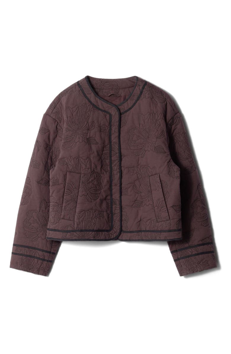& Other Stories Floral Cotton Quilted Jacket, Alternate, color, Brown Dark