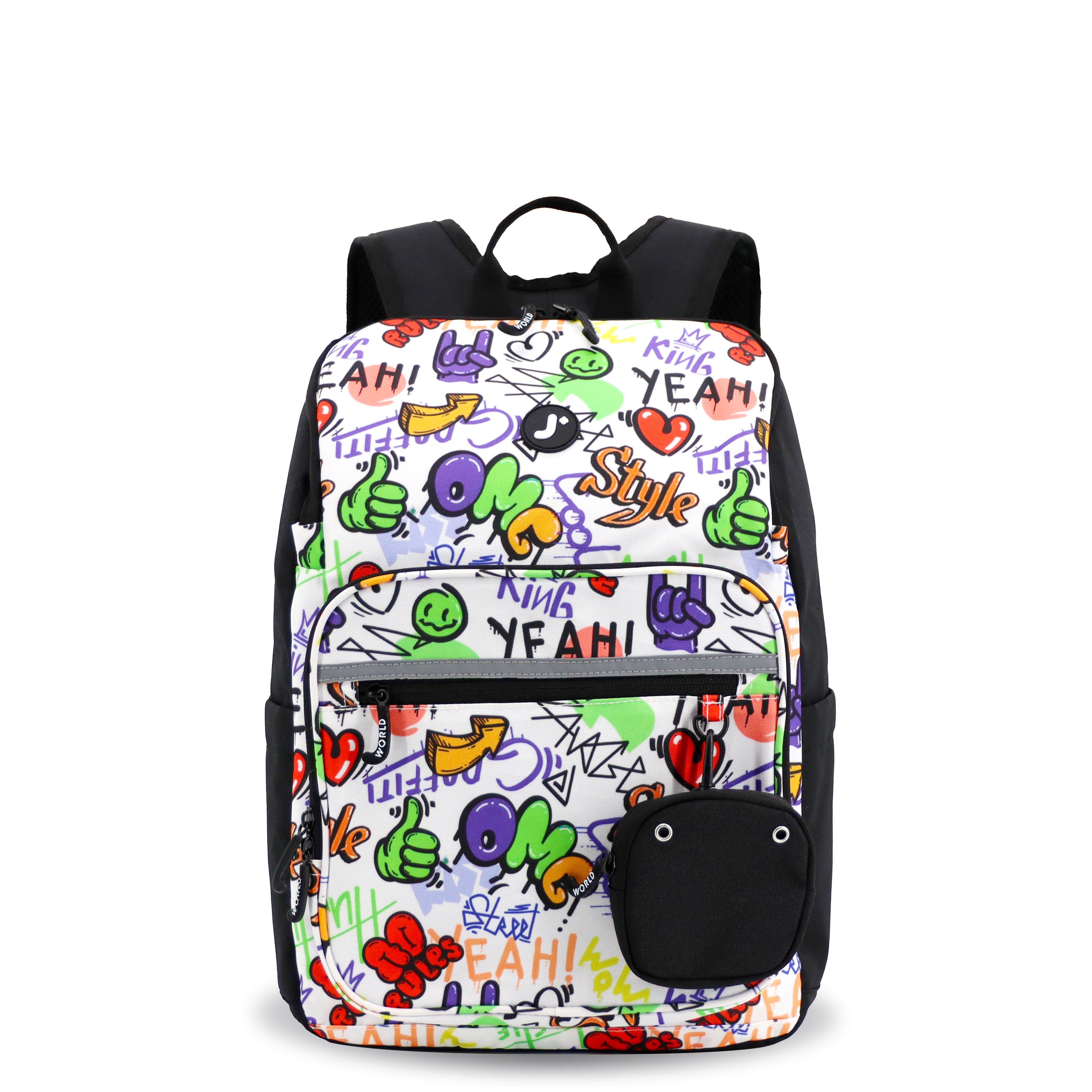 Junior Backpack With Lunch Box For School, Alternate, color, Street art