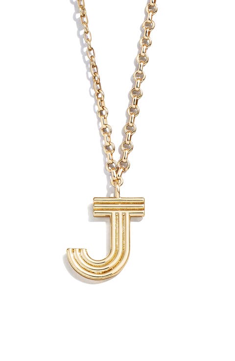 Oversize Etched Letter Initial Pendant Necklace