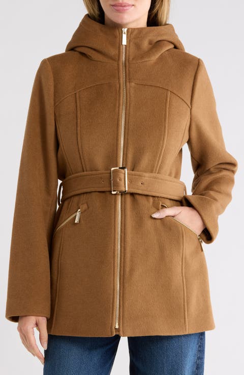 Hooded Wool Blend Coat