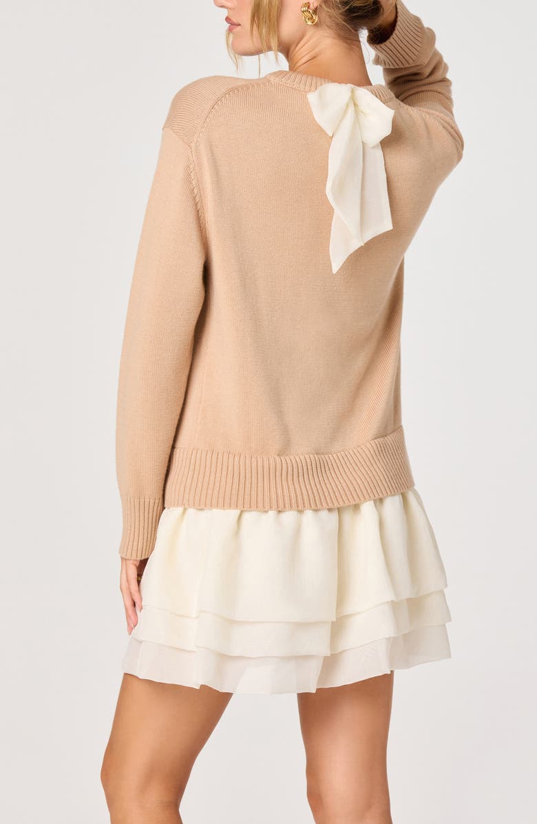 ASTR the Label Kalyn Mixed Media Long Sleeve Minidress, Alternate, color, Light Taupe Cream