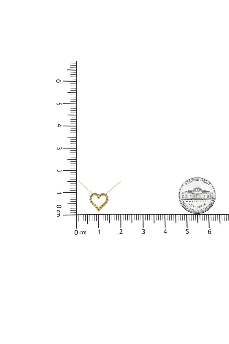 10K Yellow Gold over Silver 1/2 Cttw Champagne Diamond Heart Pendant Necklace, Alternate, color, Yellow