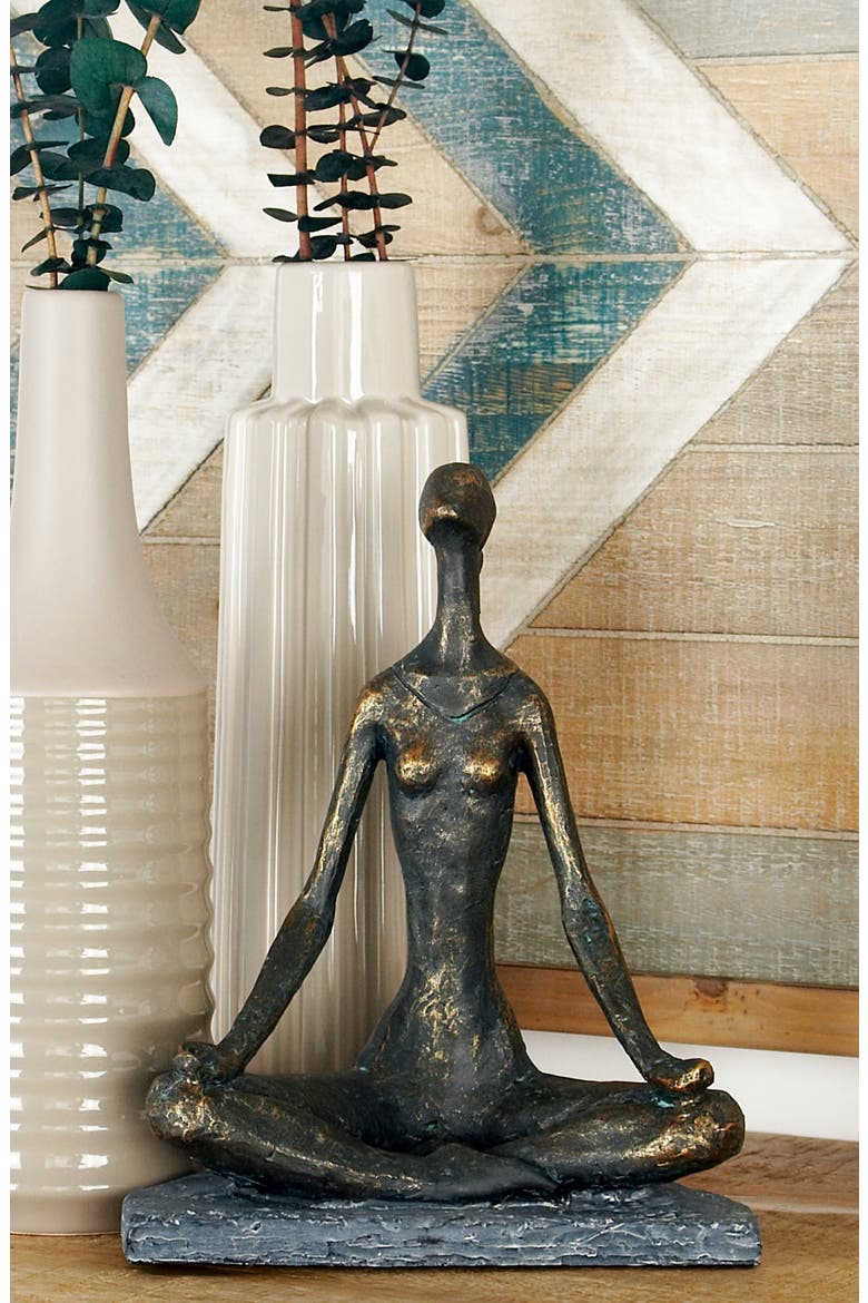 Black Modern Yoga Sculpture, Alternate, color, BLACK