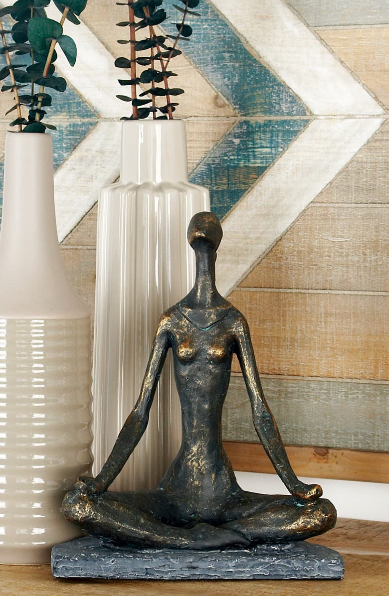 WILLOW ROW Black Modern Yoga Sculpture, Alternate, color, Black