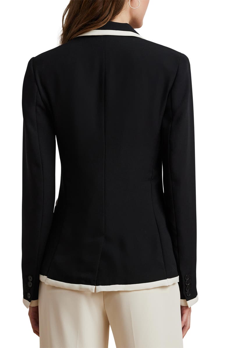 Lauren Ralph Lauren Two-Tone Georgette Blazer, Alternate, color, Black/ Mascarpone Cream