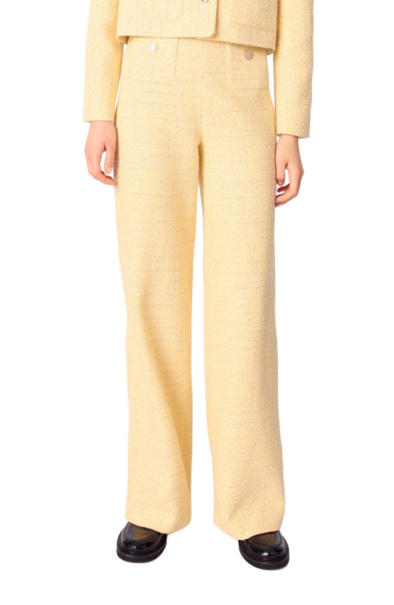 maje Straight-leg tweed/lurex trousers, Alternate, color, 