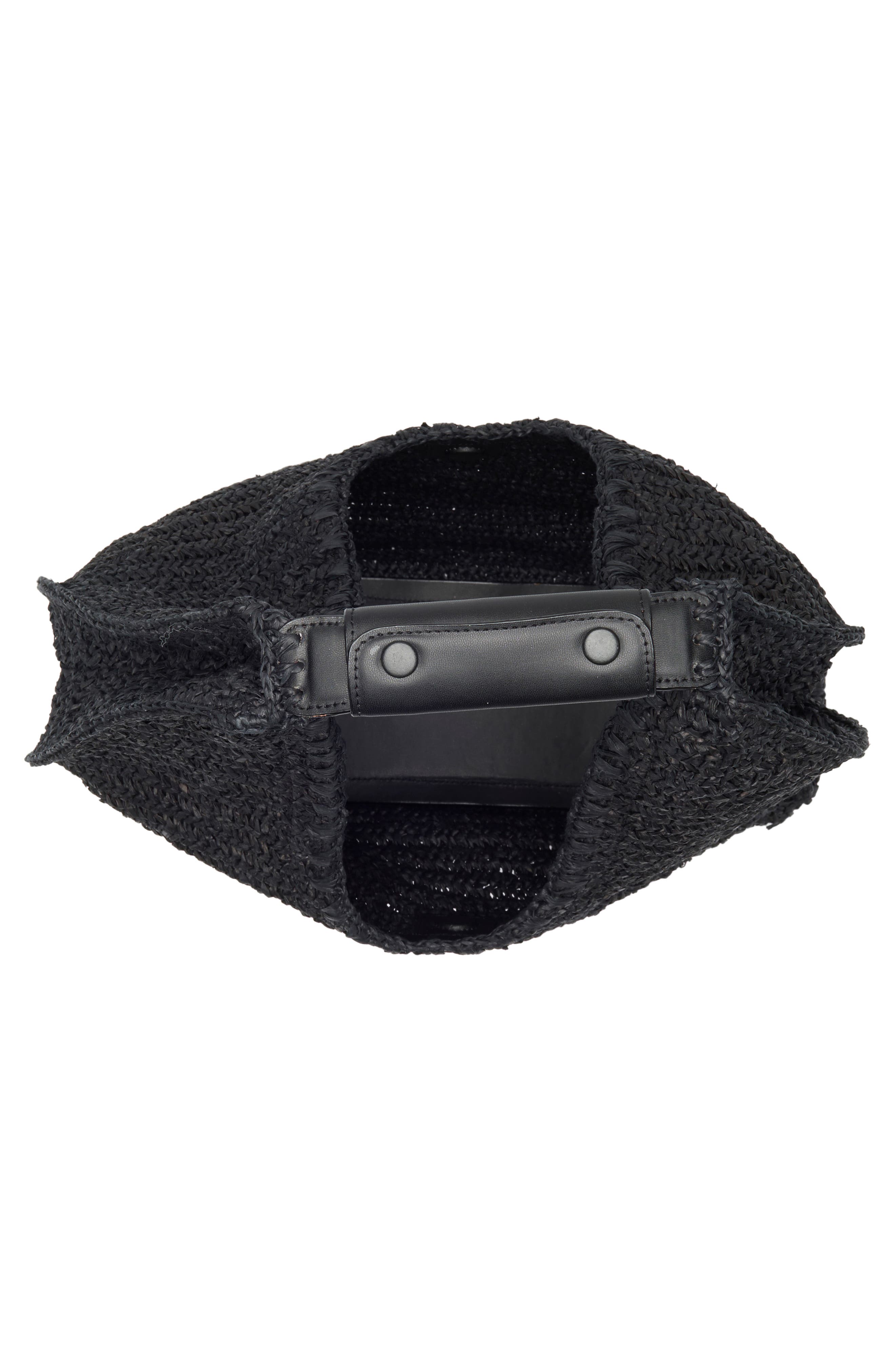 BCBG Woven Raffia Shoulder Bag, Alternate, color, Black