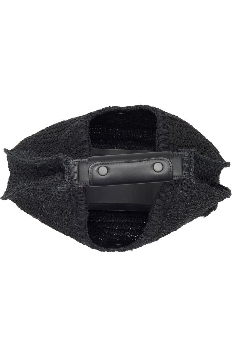 BCBG Woven Raffia Shoulder Bag, Alternate, color, Black