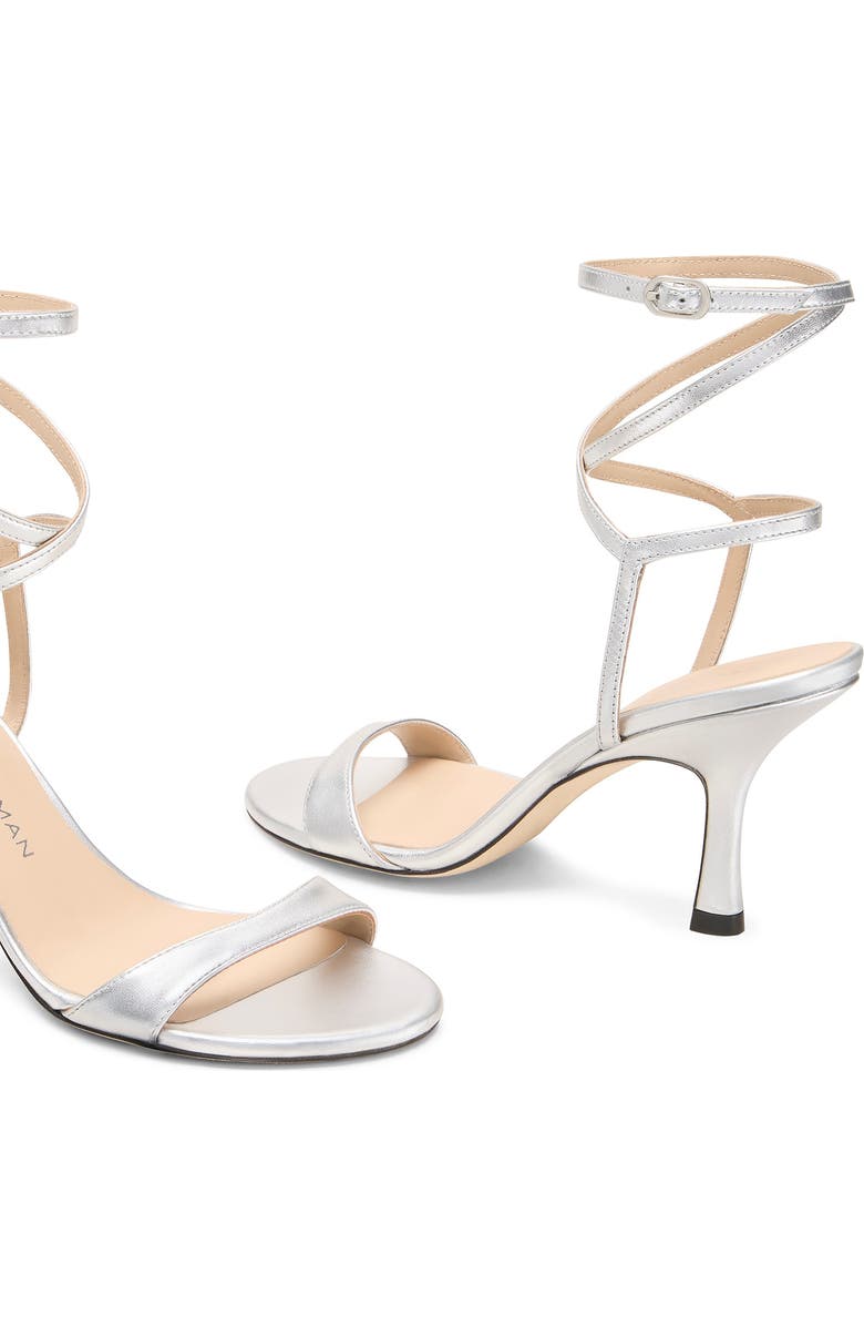 Stuart Weitzman Nudist Wrap 85 Sandal, Alternate, color, Silver