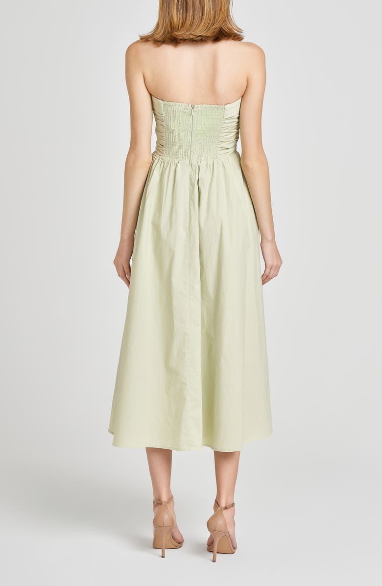 WAYF x Styled by COCO! Sammie Pleat Strapless Stretch Cotton Sundress, Alternate, color, Light Green
