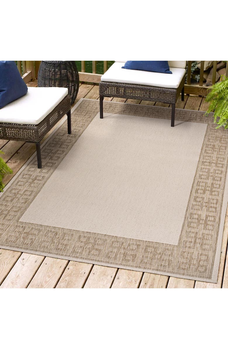 JONATHAN Y Athena Classic Geometric Border Indoor/Outdoor Area Rug, Alternate, color, Cream/Beige