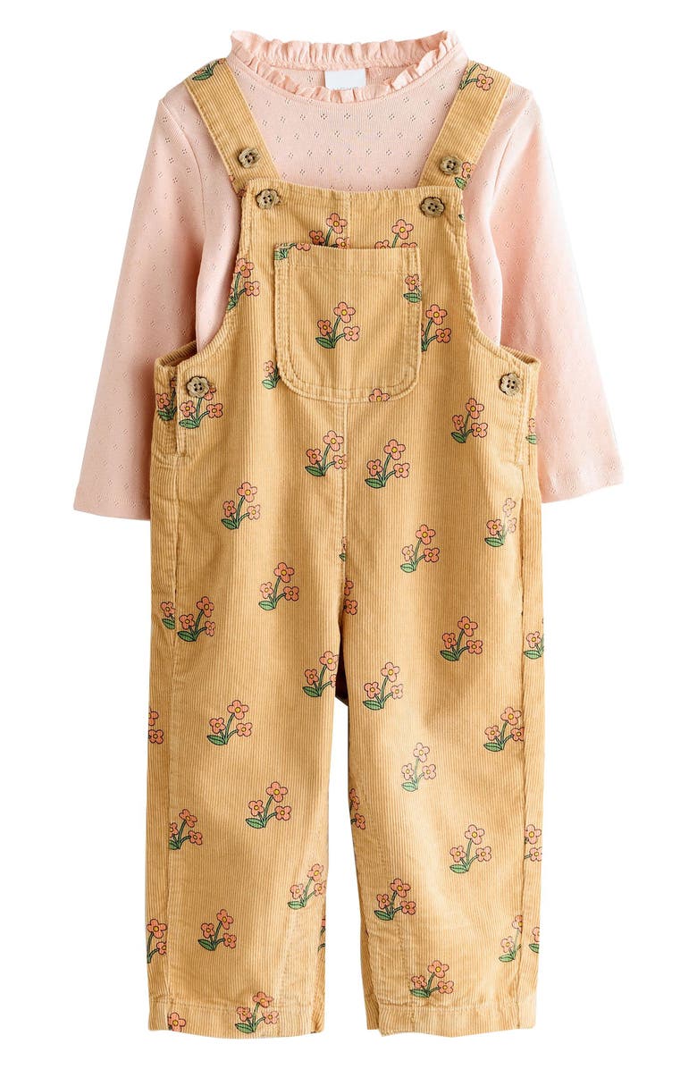 NEXT Kids' Pointelle Top & Corduroy Overalls Set, Main, color, Yellow
