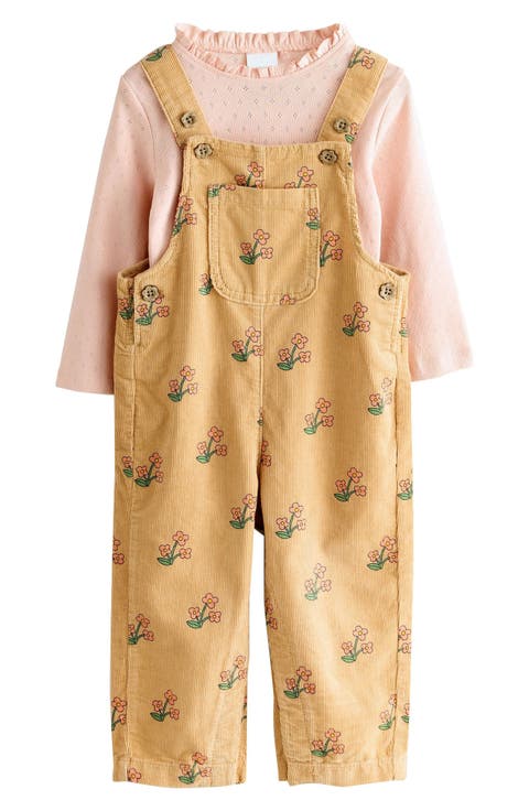 Kids' Pointelle Top & Corduroy Overalls Set (Little Kid)